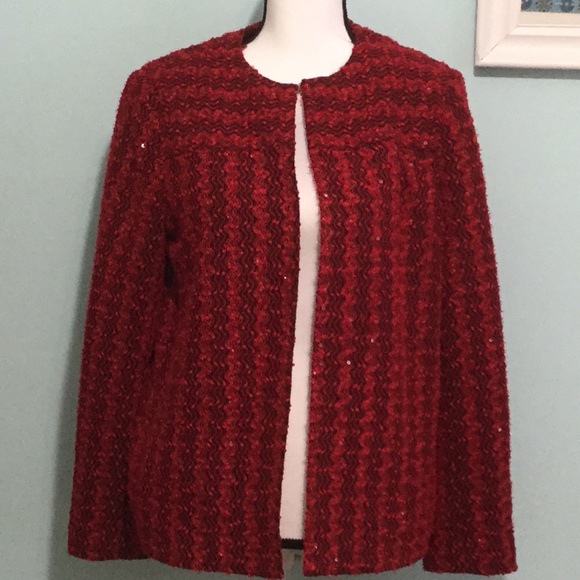 Alfred Dunner - Red Sparkle Bouche Jacket - Picture 3 of 8